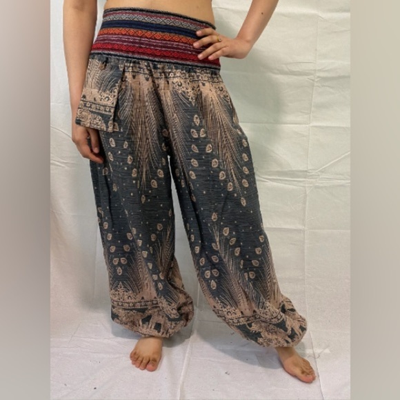 Bohemian Wide Leg Pants - Black and Tan - Picture 1 of 6